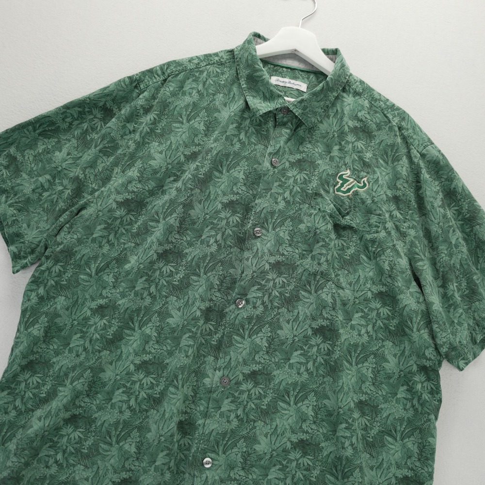 Tommy Bahama Mens XXL USF South Florida Bulls Silk Tropical Floral Shirt Green